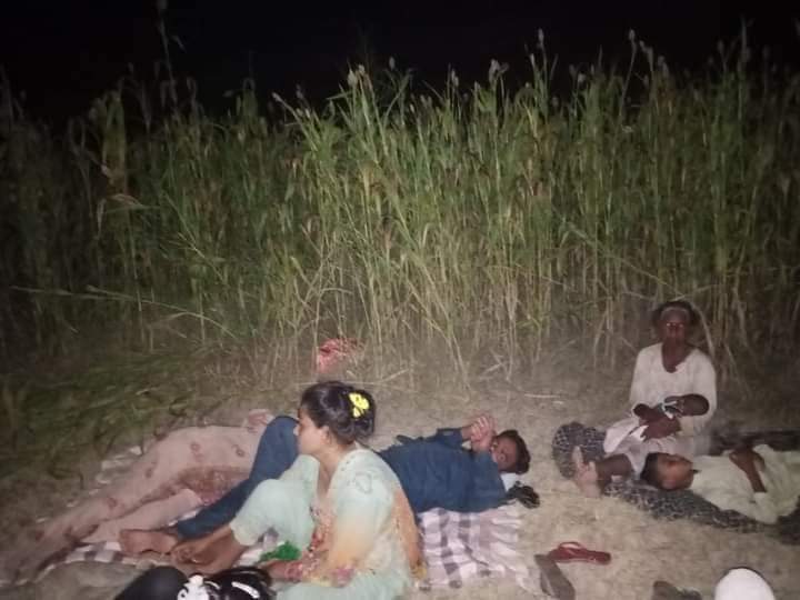 The harsh reality of displacement: Families forced to spend the night in open fields, fearing for their lives.