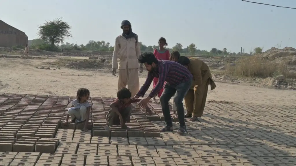 Mehboob Masih and his family in the brick kilns before their rescue